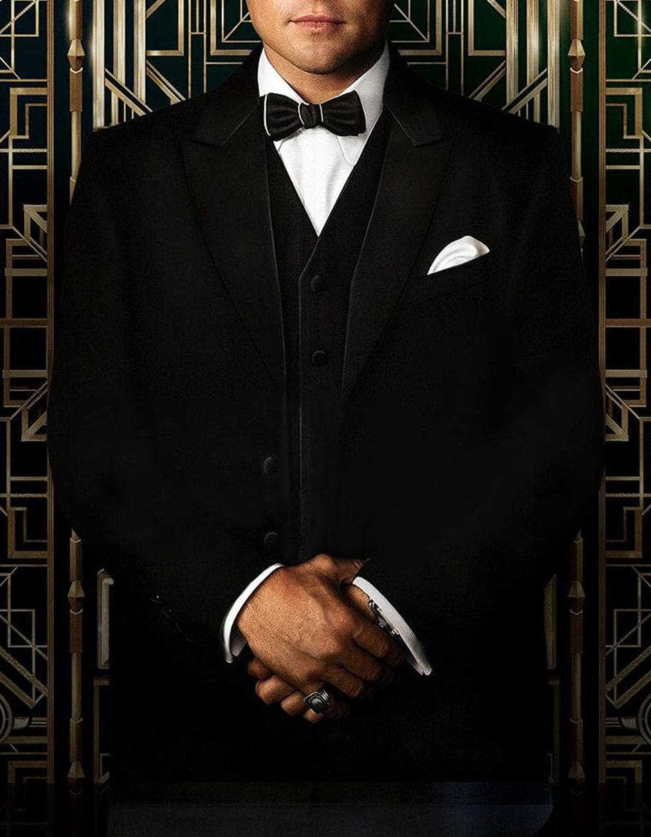 Mens Great Gatsby | Leonardo Discaprio Vested Black Tuxedo - 38 Short Jacket+32 Waist Adjustable 28to34)(Height: 5 4 to5 7 )(Neck 15-16.5)S-M)