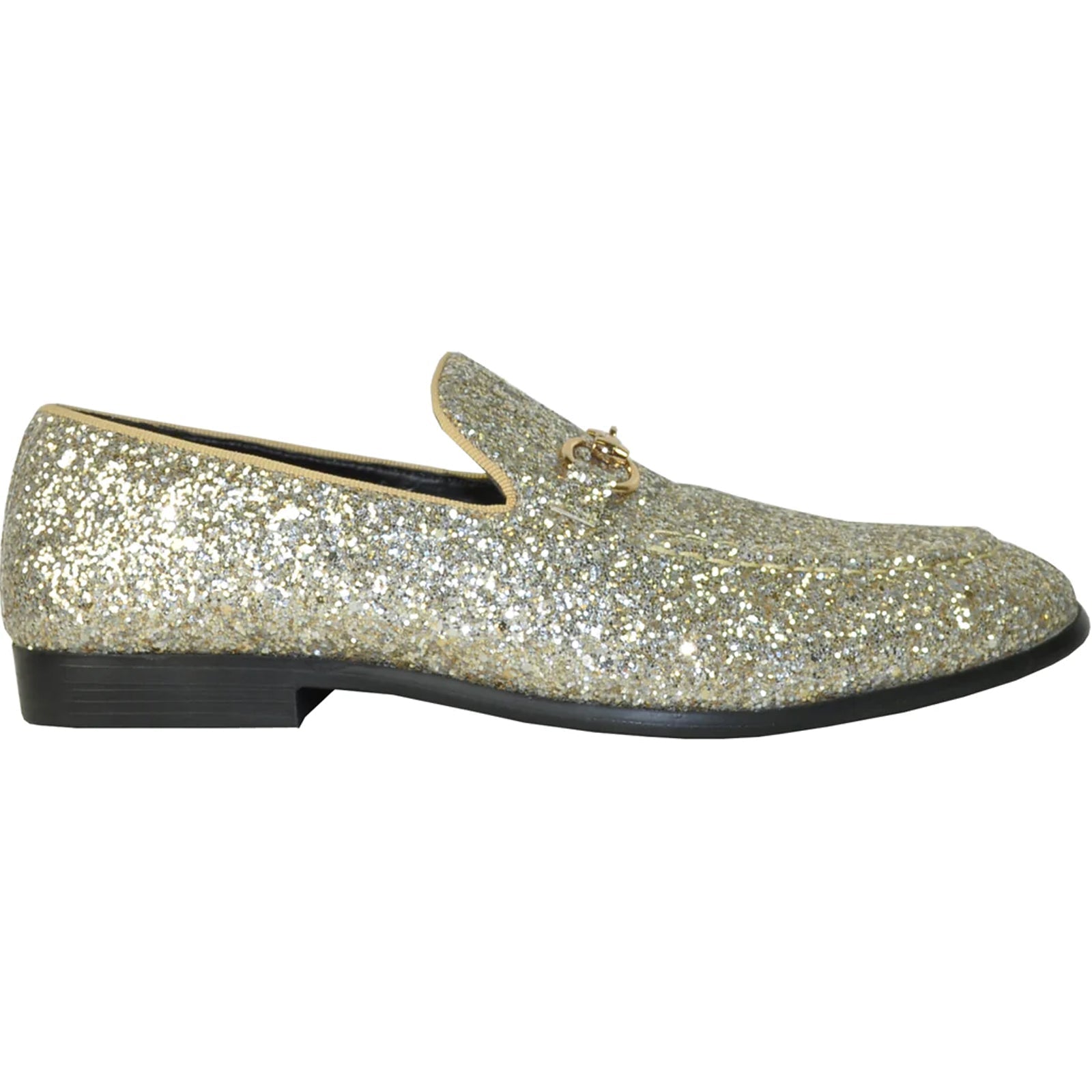 "Gold Sequin Prom 2025 Tuxedo Loafers - Modern Men's Glitter Footwear" - 7M