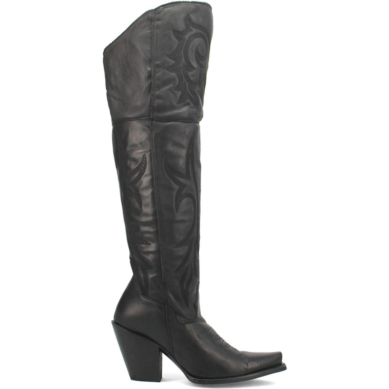 Dan Post Womens Jilted Black 20 Snip Toe Over-the-Knee Zipper Boot - 6M