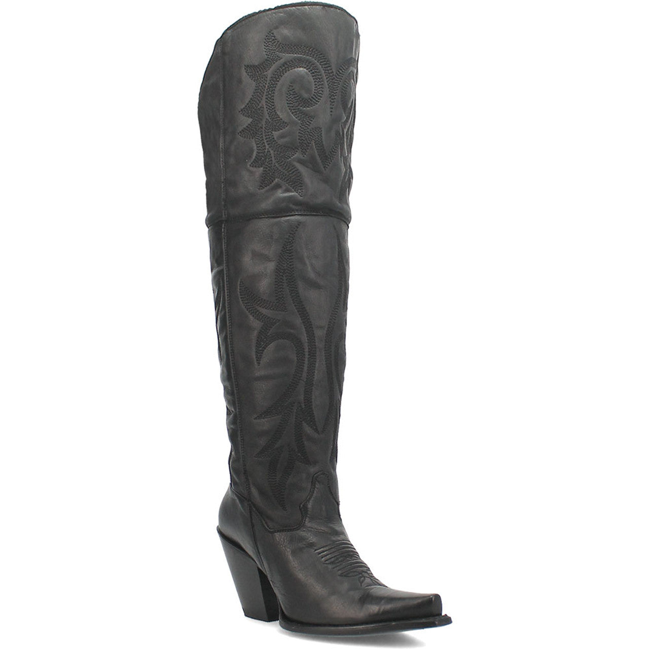 Dan Post Womens Jilted Black 20 Snip Toe Over-the-Knee Zipper Boot - 6M