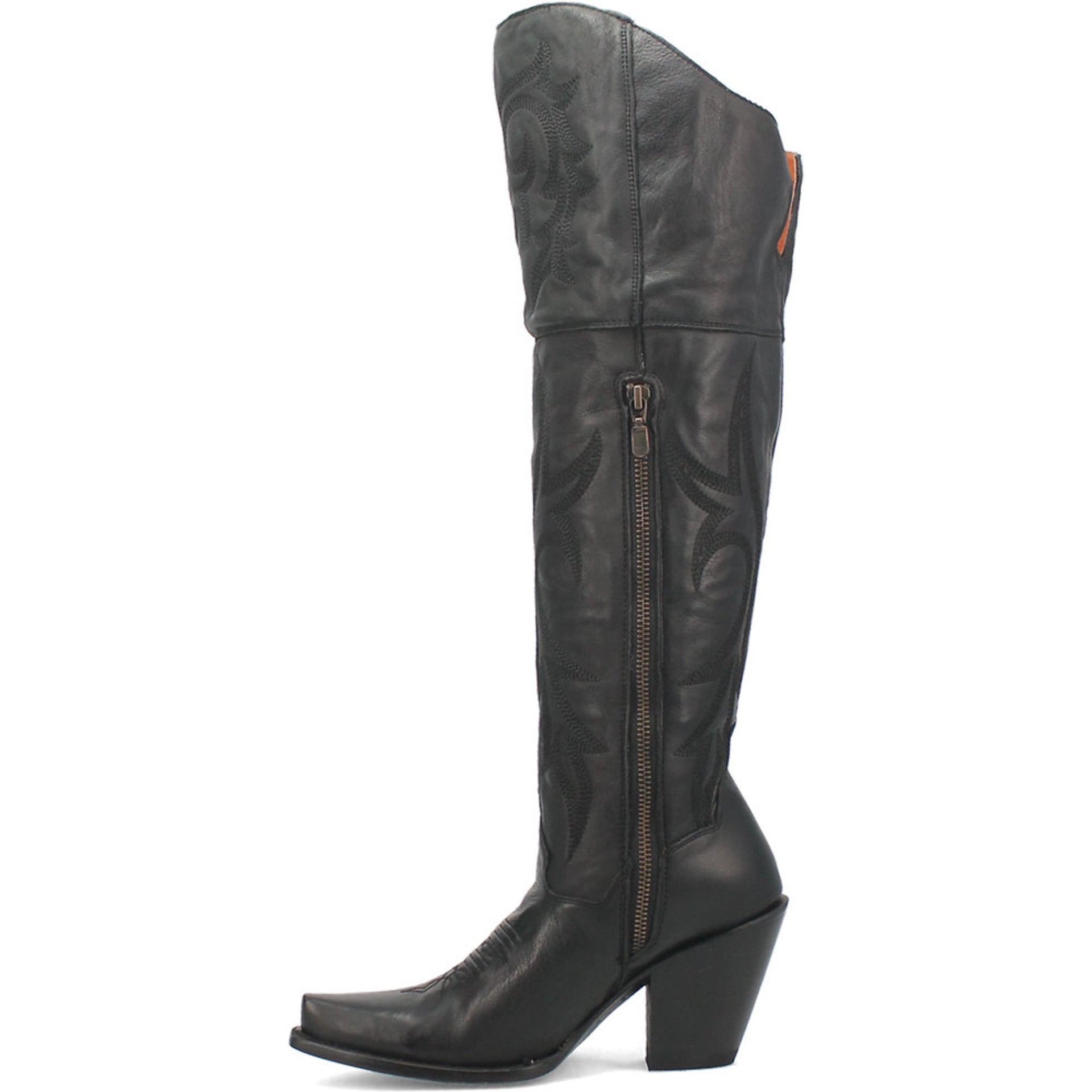 Dan Post Womens Jilted Black 20 Snip Toe Over-the-Knee Zipper Boot - 6M