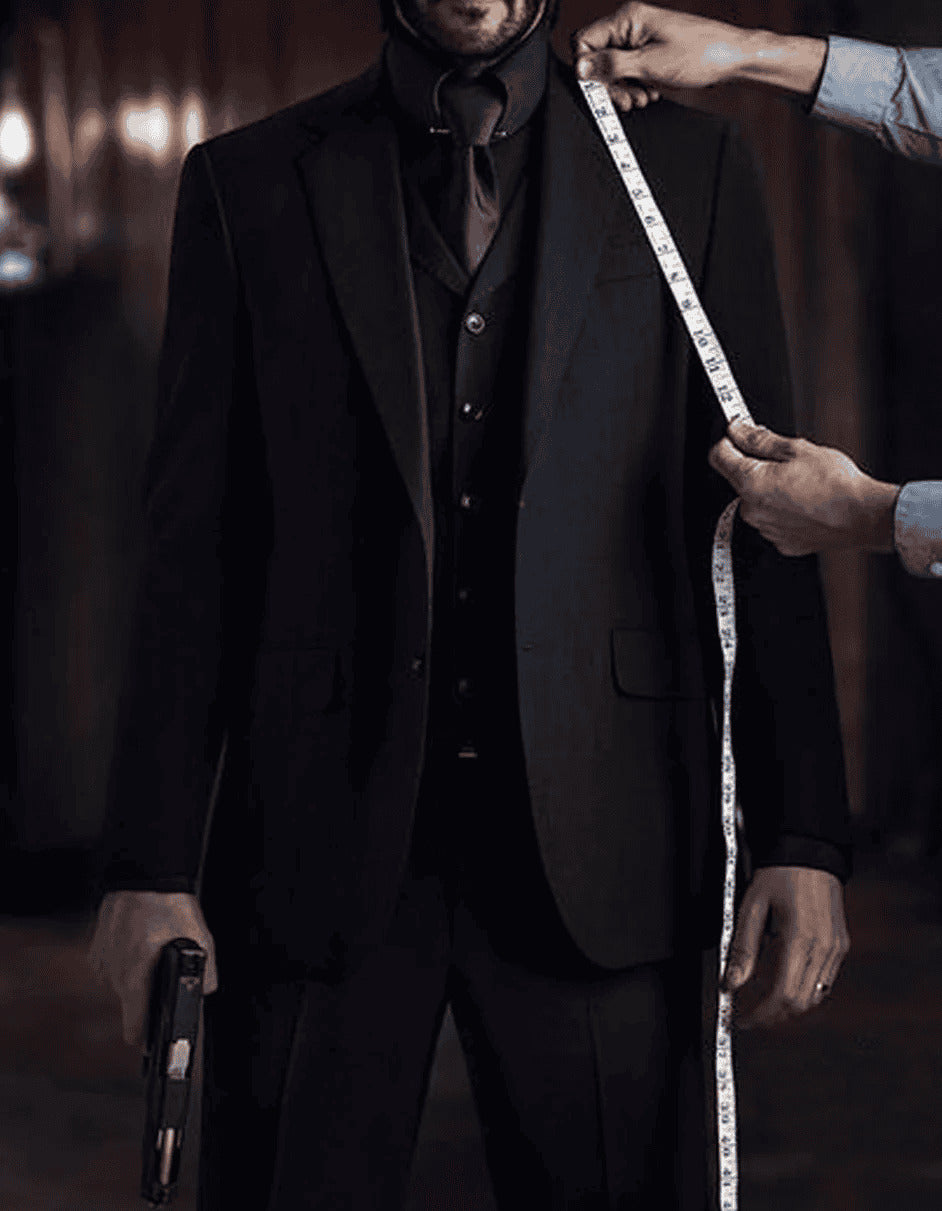 Mens John Wick Vested Black Suit Costume - New Arrival - 38 Short Jacket+32 Waist Adjustable 28to34)(Height: 5 4 to5 7 )(Neck 15-16.5)S-M)