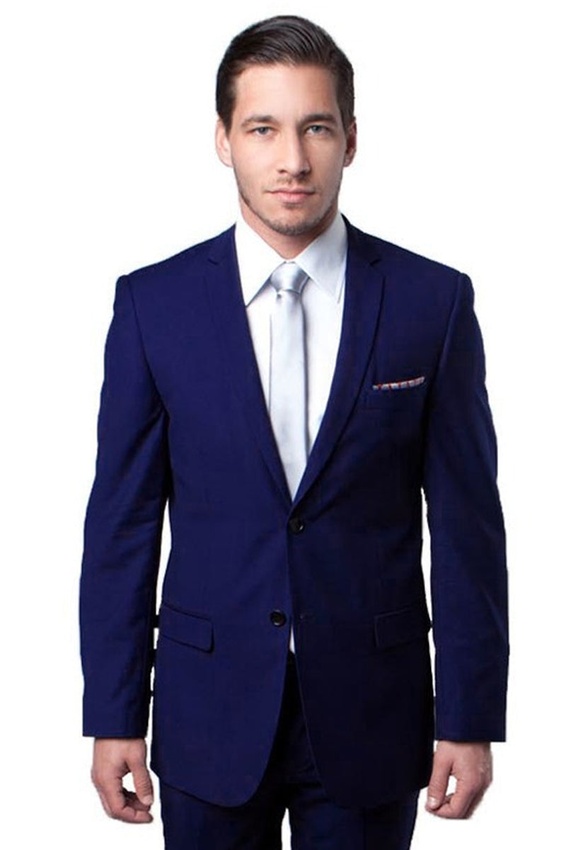 Navy Slim Fit 2 Button Men's Wedding Suit - Basic Style - 34 Short