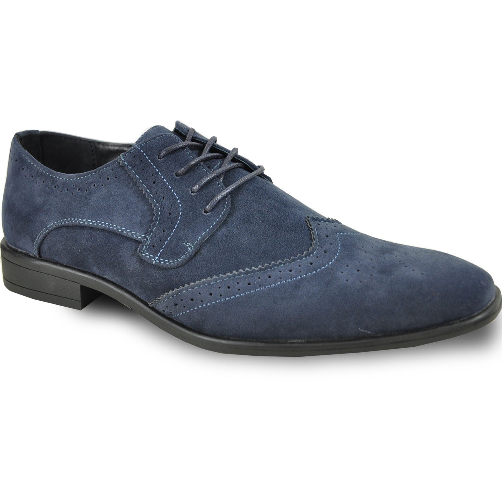 Navy Vegan Suede Wingtip Dress Shoe for Men - Wedding & Prom 2025 - 6M