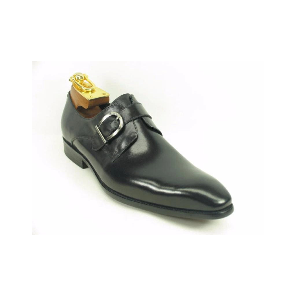 Mens Carrucci Classic Leather Fade Single D-Buckle Monk Strap Dress Shoe in Chestnut - 7