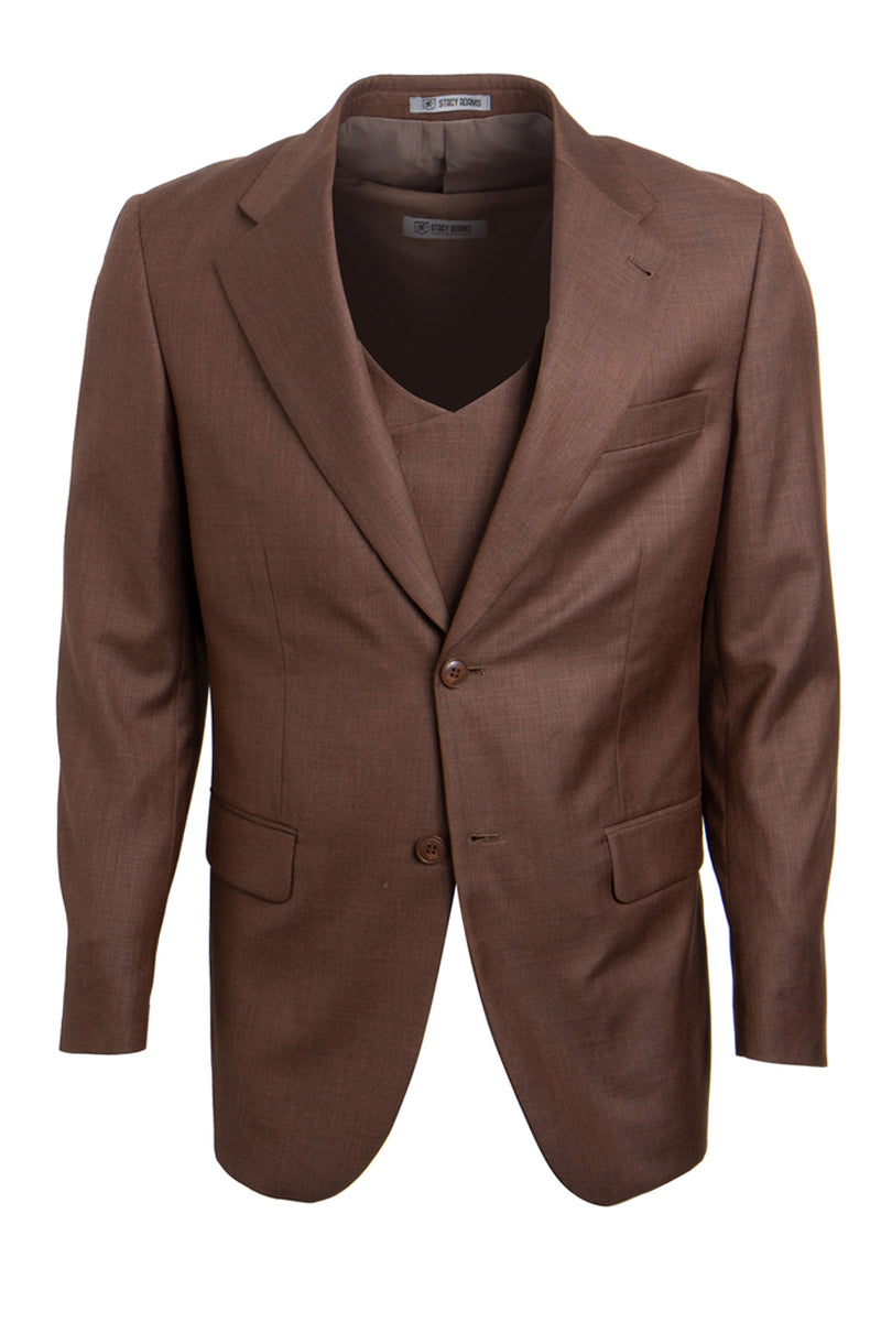 "Mens Stacy Adams Suit - Stacy Adams Suit Men's Sharkskin Suit - Two Button Vested in Cognac"