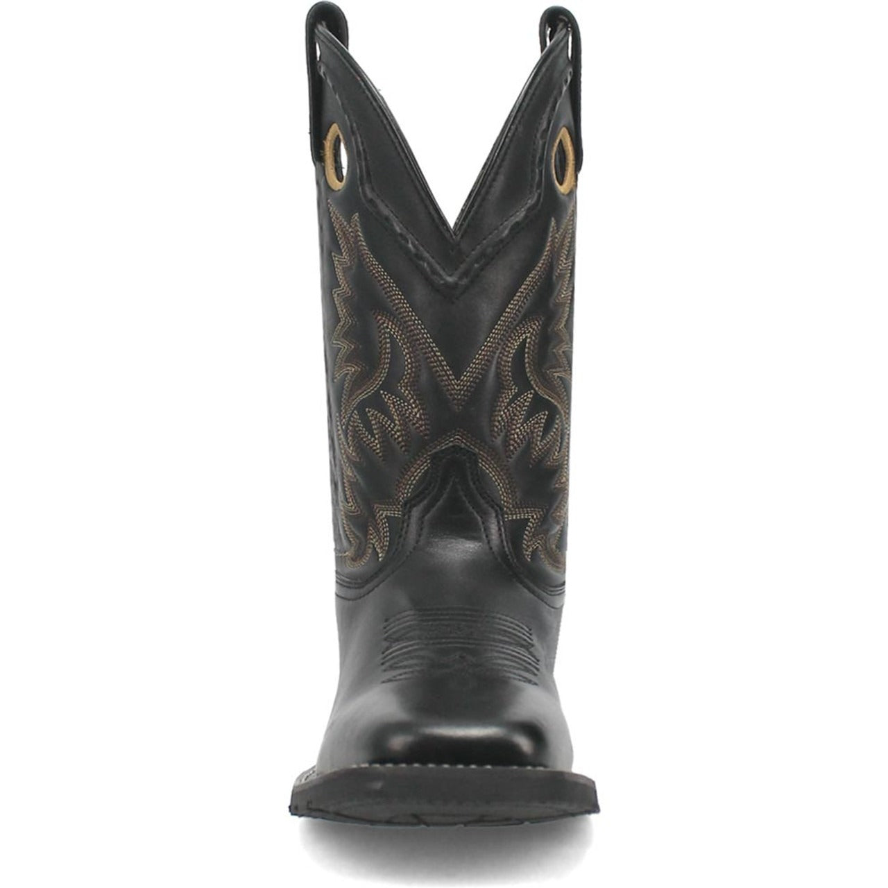 Laredo Kane Black Leather Broad Square Toe Boots for Men - 8D