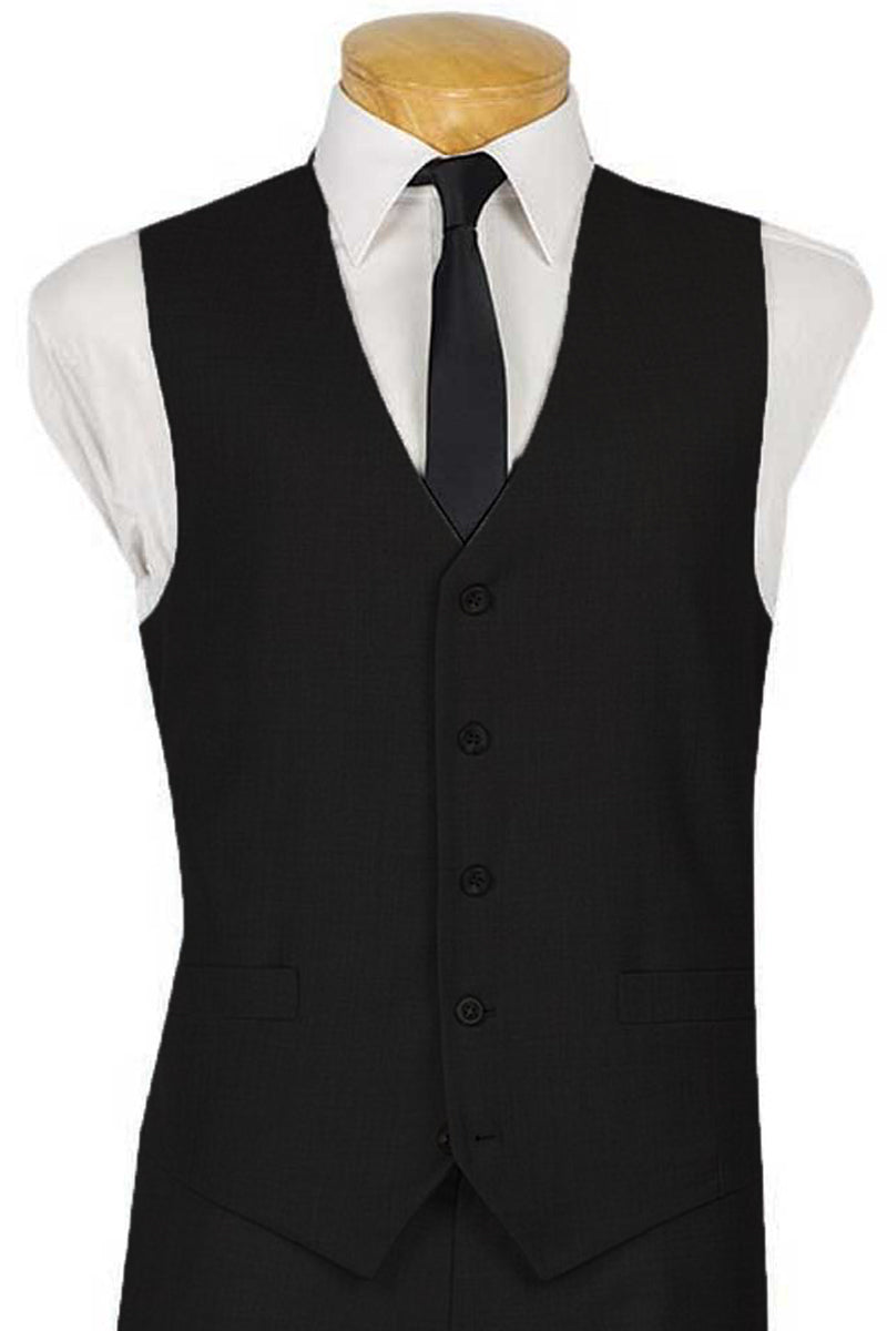 Mens Classic 5 Button Suit Vest in Black - M