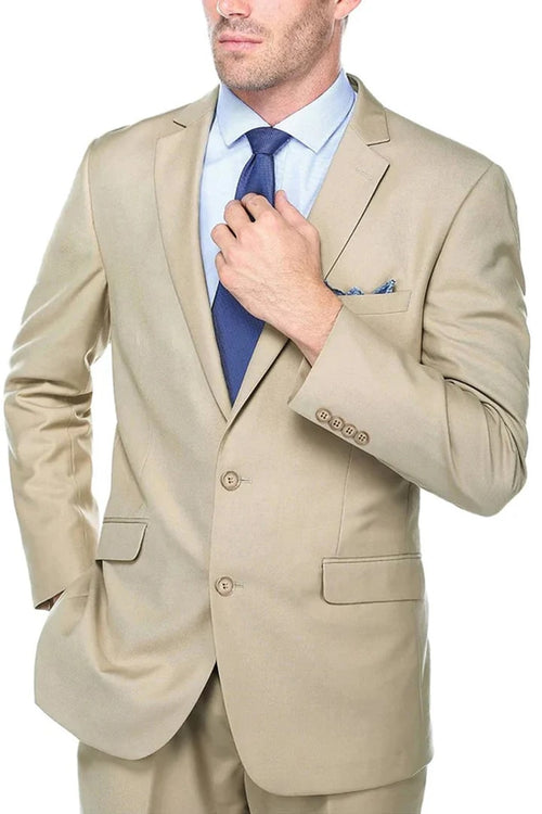 Cheap Priced Suit - Mens Basic Two Button Slim Fit Khaki Suit