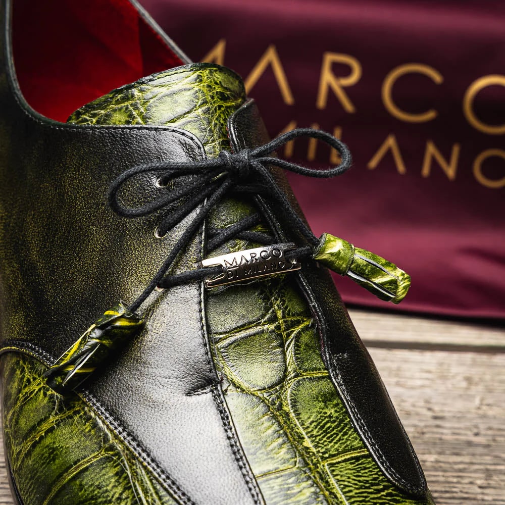 Marco Di Milano Anzio Exotic Alligator & Calfskin Leather Green Oxfords - 8