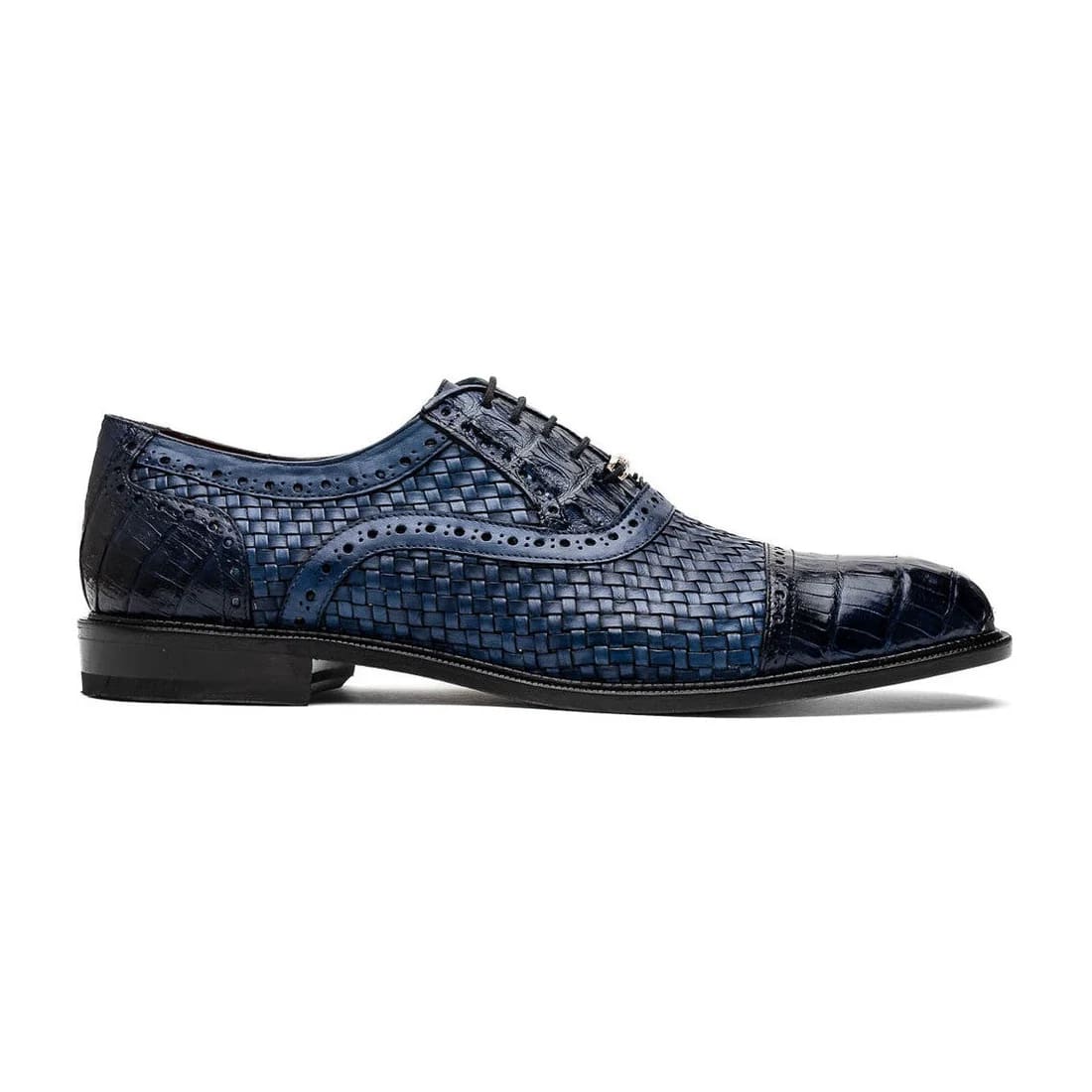 Marco Di Milano John Men's Shoes Exotic Caiman Crocodile / Woven Leather Dress Oxfords - 8.5