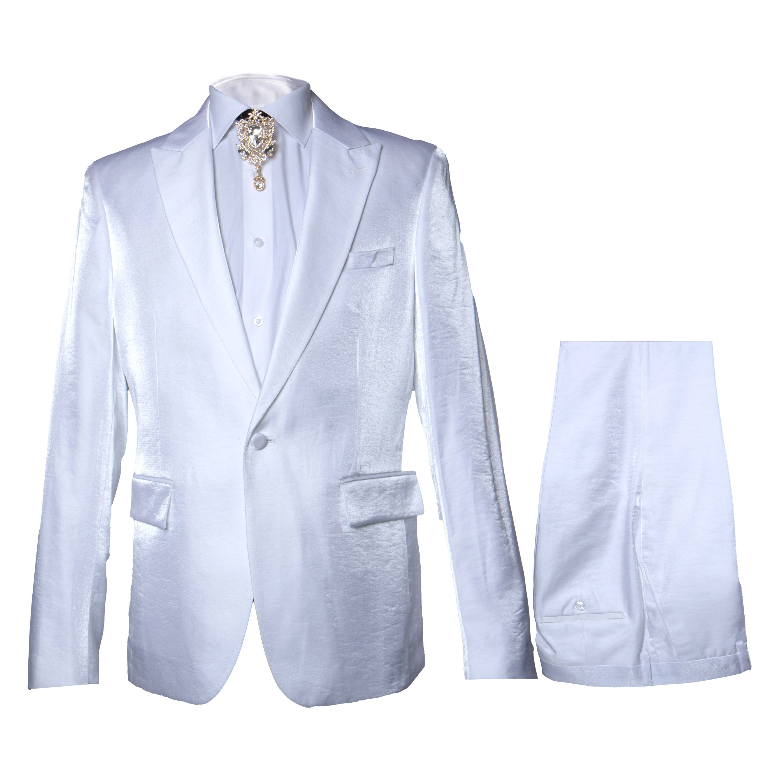 Rossi Man LEO RM1601 – White Slim Fit 3-Piece Suit for Men | Elegant Formalwear Ensemble - XS