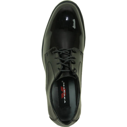 "Black Patent Tuxedo Shoe - Men's Plain Round Toe Style"