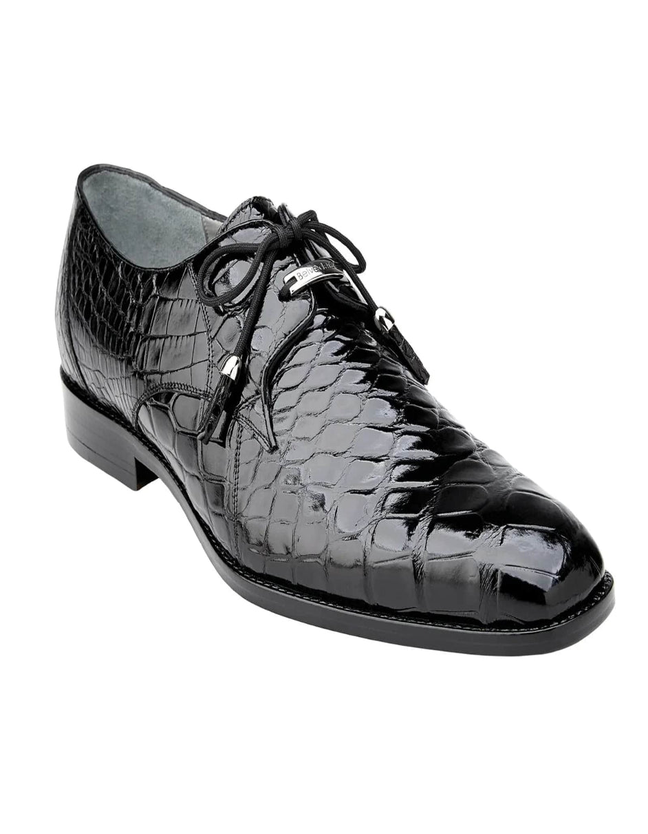 Men's Belvedere Lago Plain Toe American Alligator Dress Black Shoe - US 9.0 Standard/D/ Medium / Eu:42