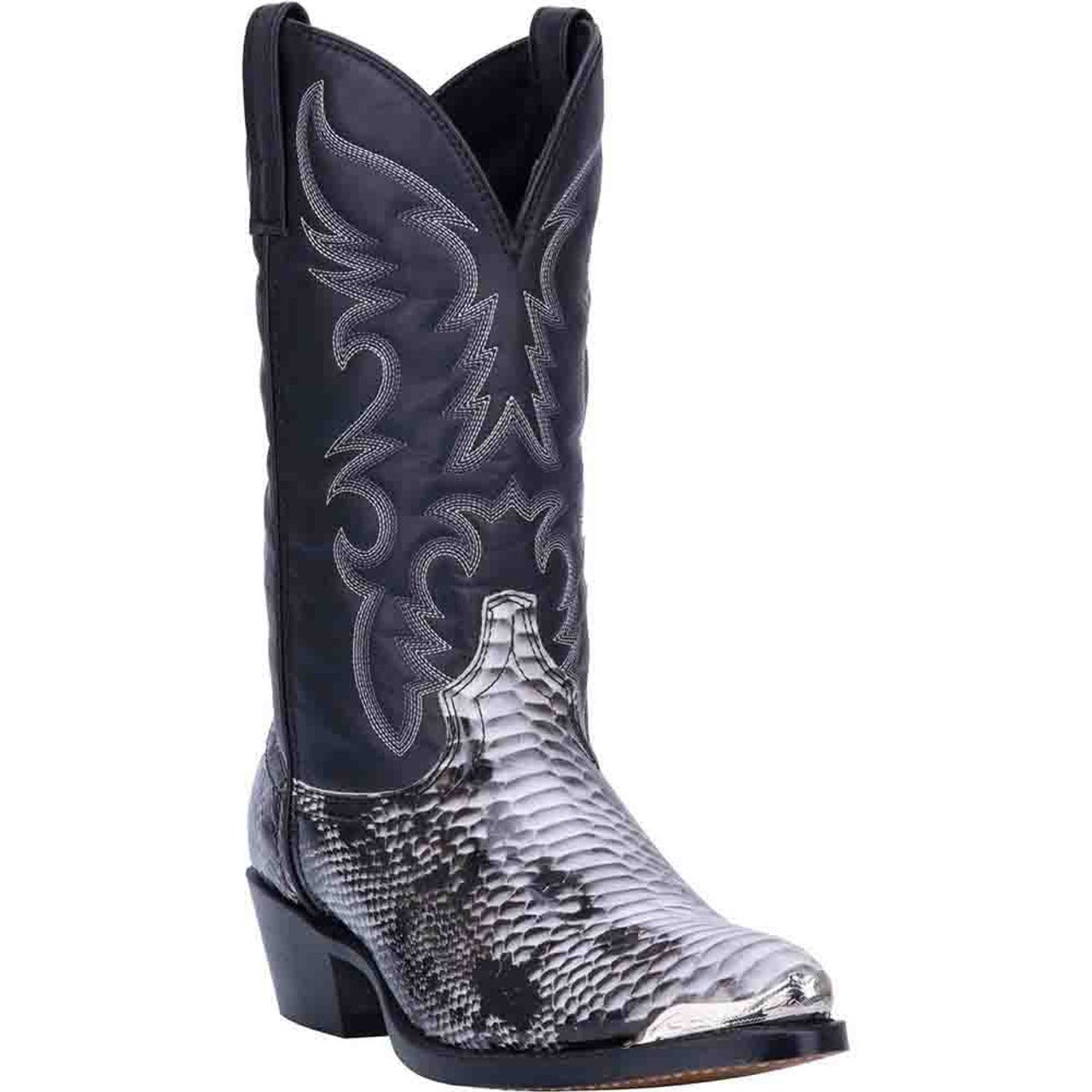 Laredo Monty Black & White Snake Print Men's Western Boots - 8D