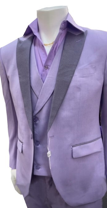 Mens Lavender Prom Tuxedo Suit - Vested Lilac Color Suit - 36 Short