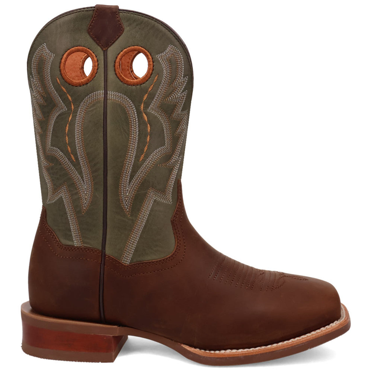 Dan Post Men's Leighton Brown/Green Leather Western Boots - 7D