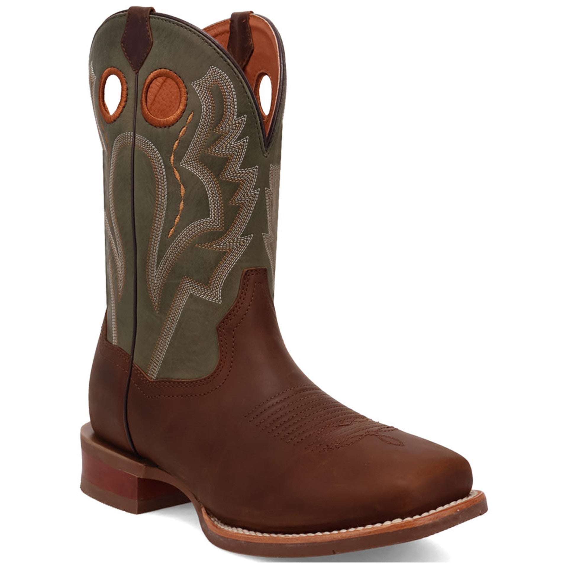 Dan Post Men's Leighton Brown/Green Leather Western Boots - 7D