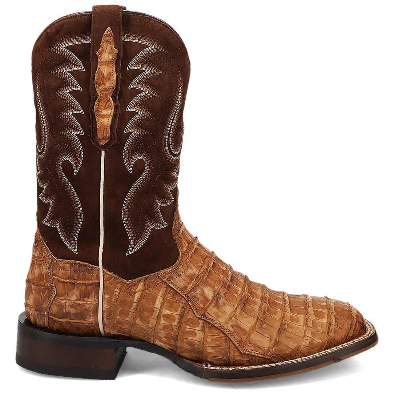 Dan Post Men’s Leon Brass/Brown Caiman Leather Western Boots - 7D