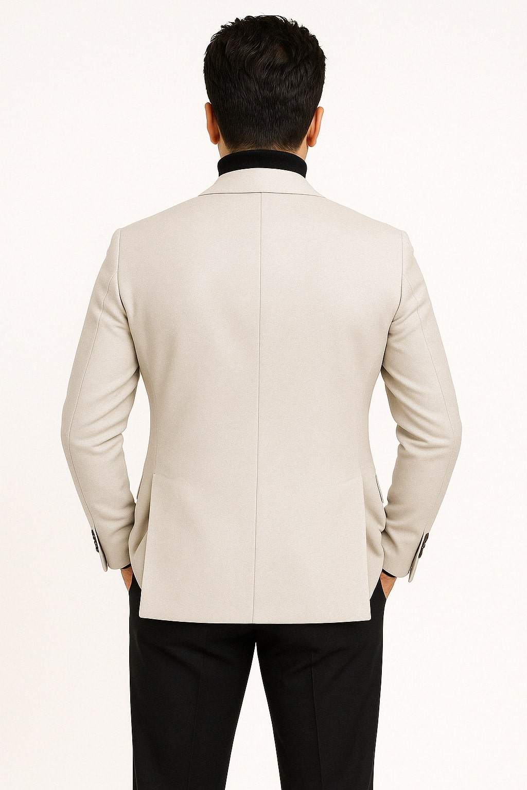Mens Light Beige Casual Blazer with Slim Fit and Notch Lapel - 36 Short