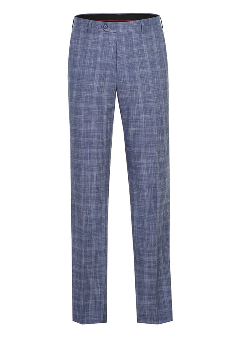 Cheap Suit - Mens Slim Fit Two Button Light Blue Wide Suit Windowpane Summer Plaid - 38 Short Jacket+32 Waist Adjustable 28to34)(Height: 5 4 to5 7 )(Neck 15-16.5)S-M)