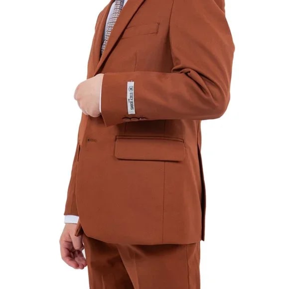 Exclusive Stacy Adams 5pc Boys Suit Slim-Fit, Light Brown - Boy Size : 4 (Weight 38 to 49)
