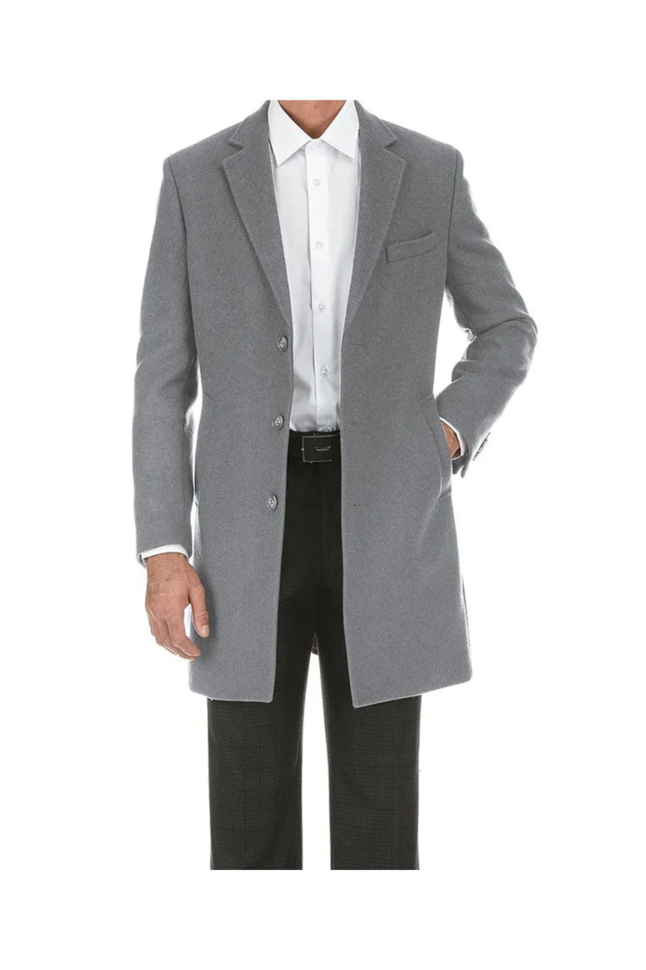 Light Gray Fall/Winter Essential Slim Fit Overcoat Wool Blend - Coat Size 38