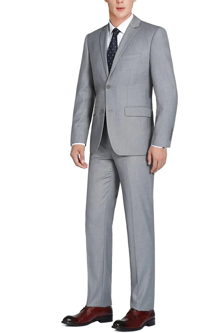 Cheap Priced Suit- Mens Basic Two Button Classic Fit Light Grey Suit With Optional Vest - 38 Short Jacket+32 Waist Adjustable 28to34)(Height: 5 4 to5 7 )(Neck 15-16.5)S-M)