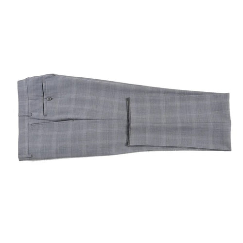 Designer Brand - Wool Stretch Single Breasted Slim Fit Light Grey Windowpane Suit