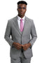 Cheap Priced Suit- Men's Two Button Vested Stacy Adams Designer Sharkskin Light Grey Suit