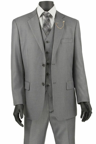 Cheap Priced Suit - Mens Classic Fit 2 Button Vested Light Grey Suit