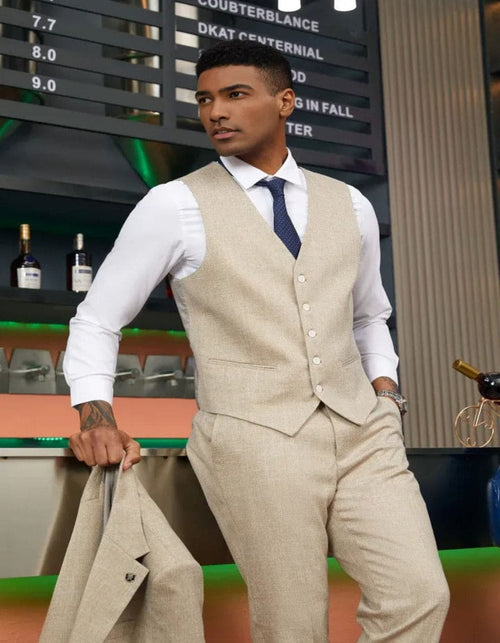 Men's Stacy Adam's Two Button Vested Summer Light Tan Suit