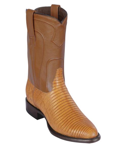 Los Altos Boots Men's Lizard Teju Roper Western Boots Honey - 6.0 Standard / D / Medium
