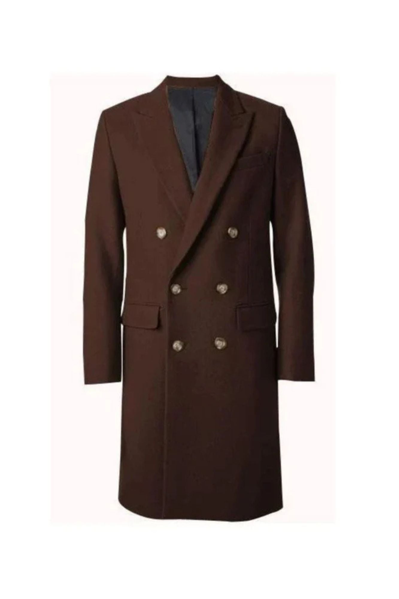 3 Button Ankle length Wool Dress Brown Top Coat/Overcoat | Winter men's Topcoat Sale main image 0