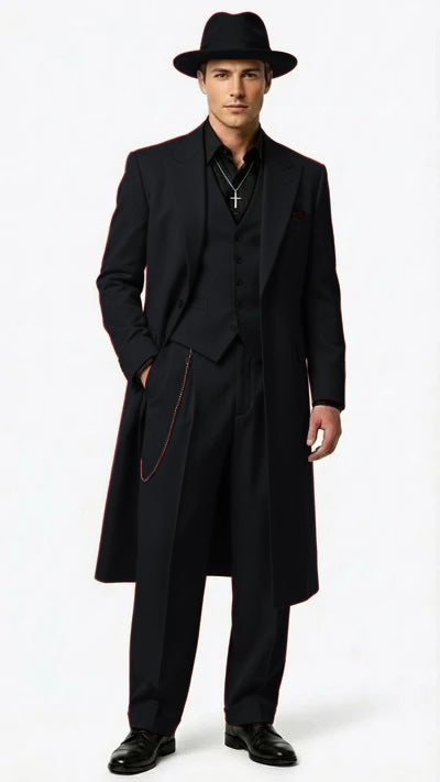 Mens 1920s Burgundy Zoot Suit Long Mafia Gangster Three-Piece Vintage Outfit Zuit Pachuco Style