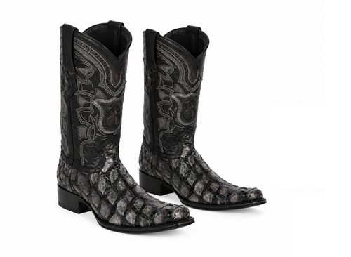Los Altos Pirarucu Gray & Black European Square Toe Mens Boot