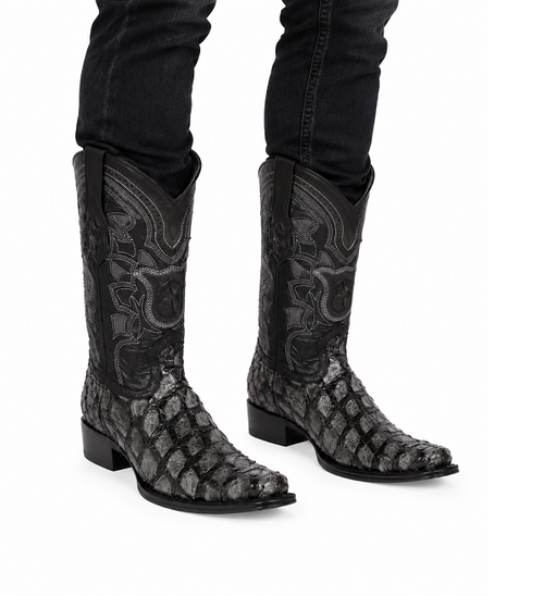 Los Altos Pirarucu Gray & Black European Square Toe Mens Boot
