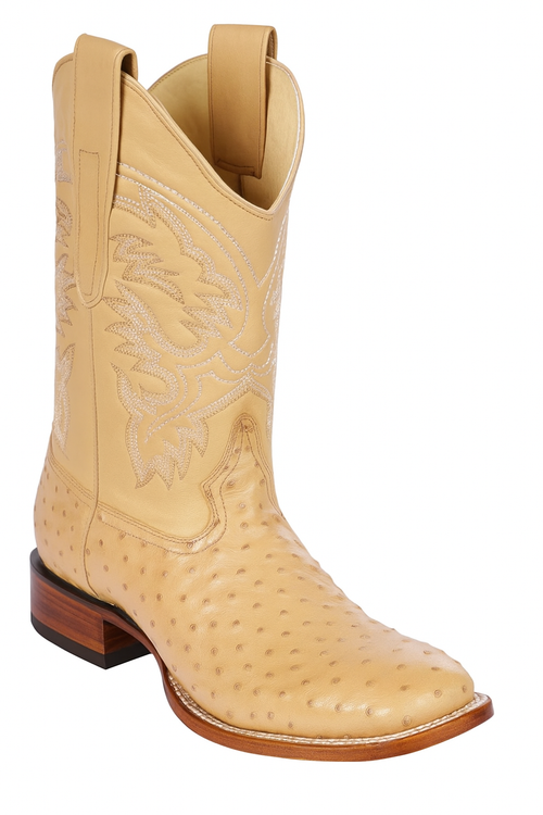 Men's Los Altos Ostrich Skin Wide Square Toe Boots - B-New Designer Collection