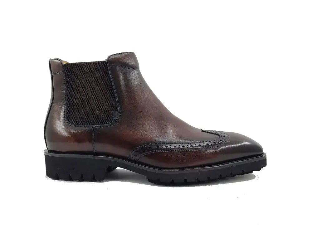 Lug Sole Chelsea Boot with Wingtip Toe - 8
