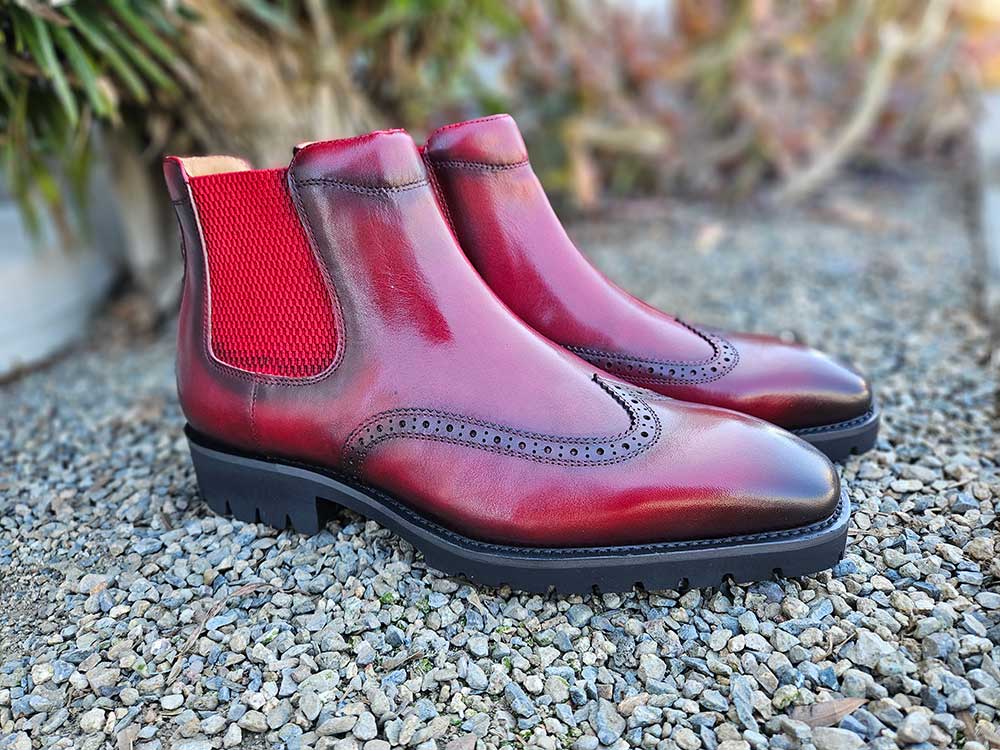 Lug Sole Chelsea Boot with Wingtip Toe - 8