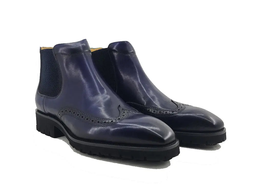 Lug Sole Chelsea Boot with Wingtip Toe - 8