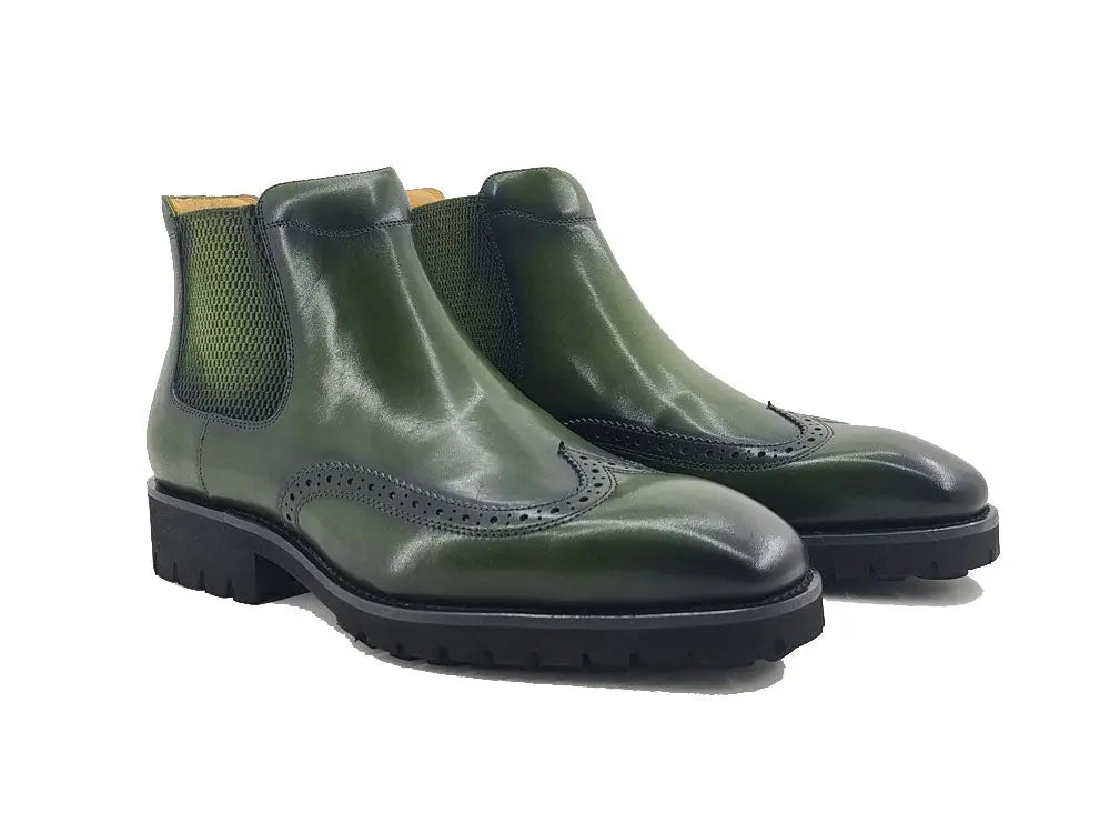 Lug Sole Chelsea Boot with Wingtip Toe - 8