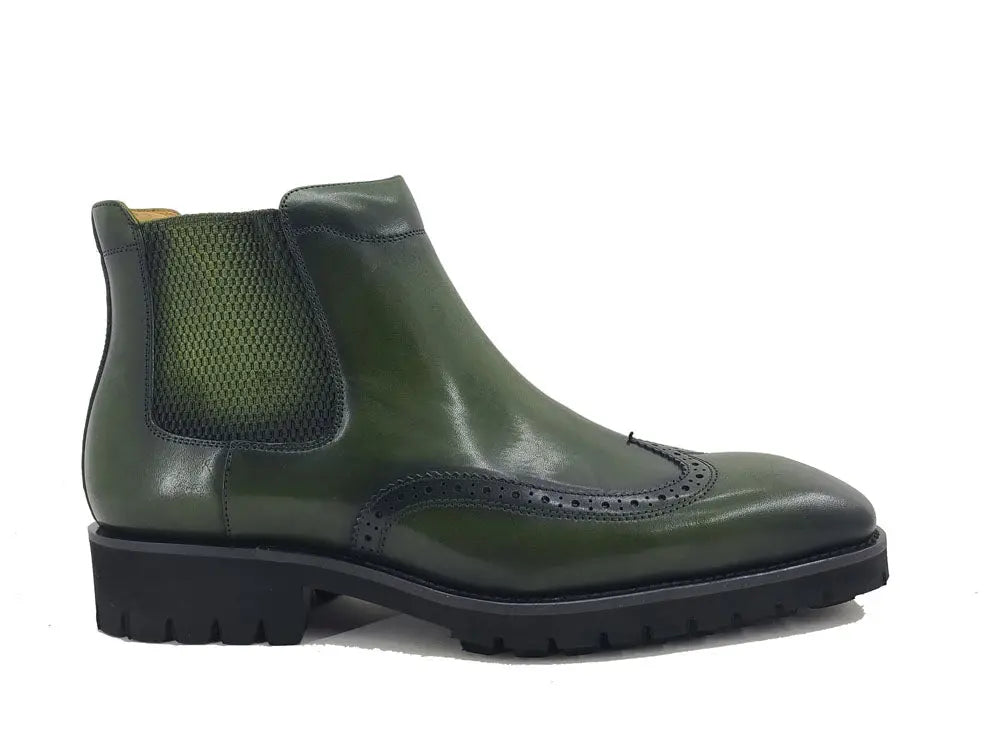 Lug Sole Chelsea Boot with Wingtip Toe - 8