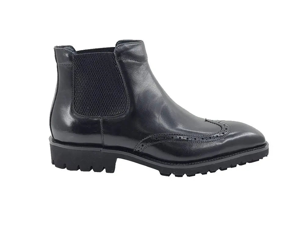 Lug Sole Chelsea Boot with Wingtip Toe - 8