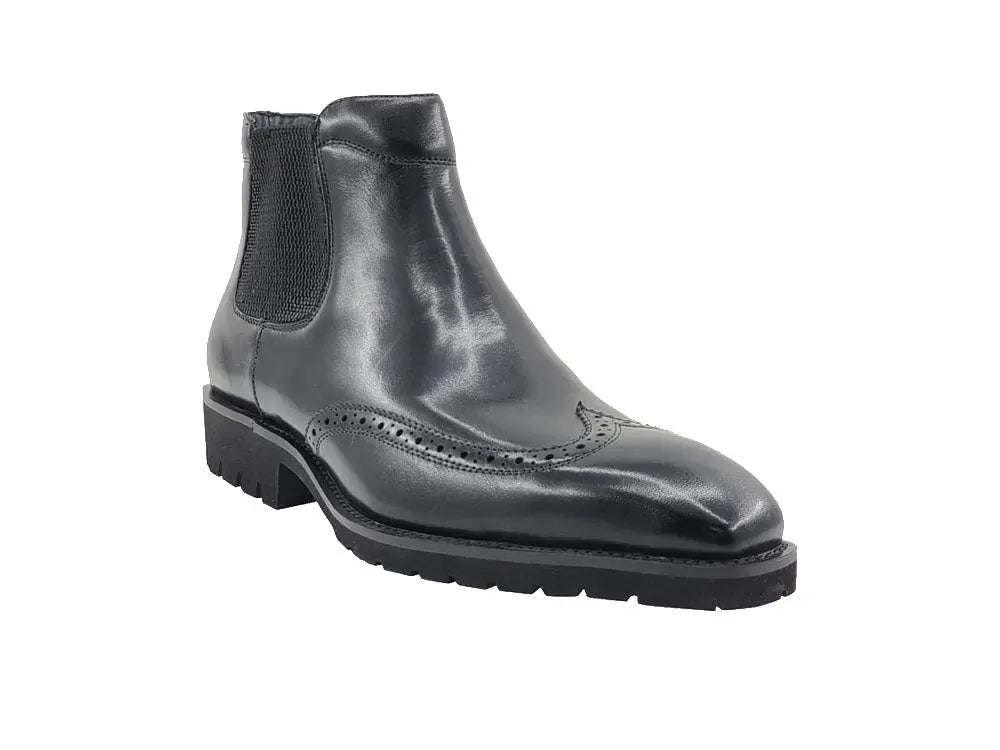 Lug Sole Chelsea Boot with Wingtip Toe - 8