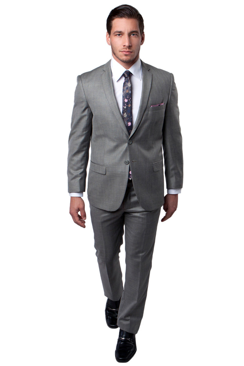 "Sharkskin Suit Men's Slim Fit Textured in Earth Tan" - 34 Short