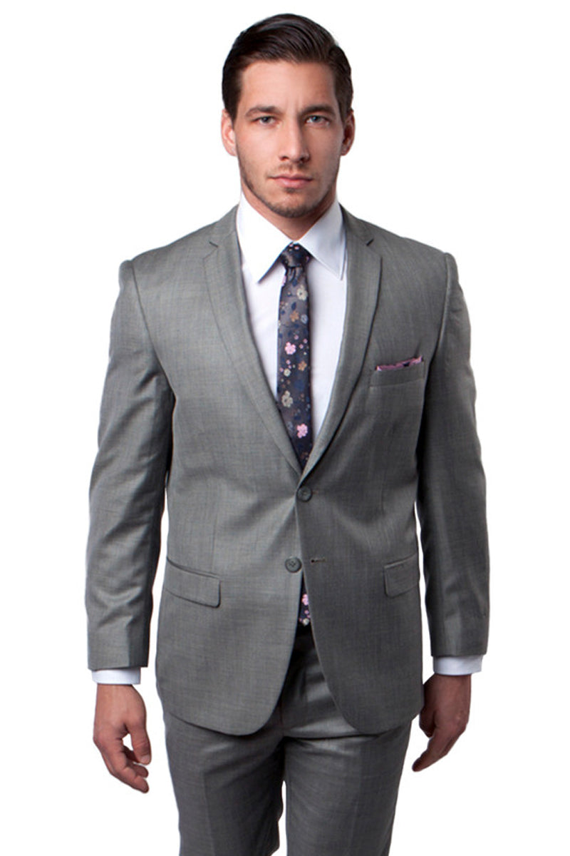 "Sharkskin Suit Men's Slim Fit Textured in Earth Tan" - 34 Short