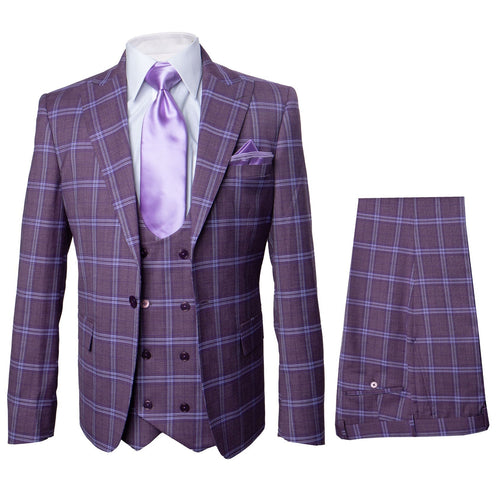 Rossi Man MAX RM1834 Slim Fit 3-Piece Suit β Elegant Purple Formalwear for Men