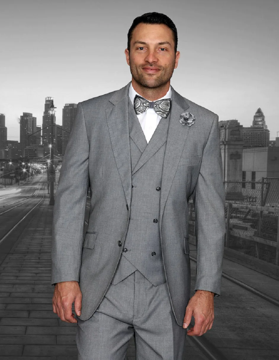 100 Percent Wool Suit - Mens vest classic Wool Business Grey Suits