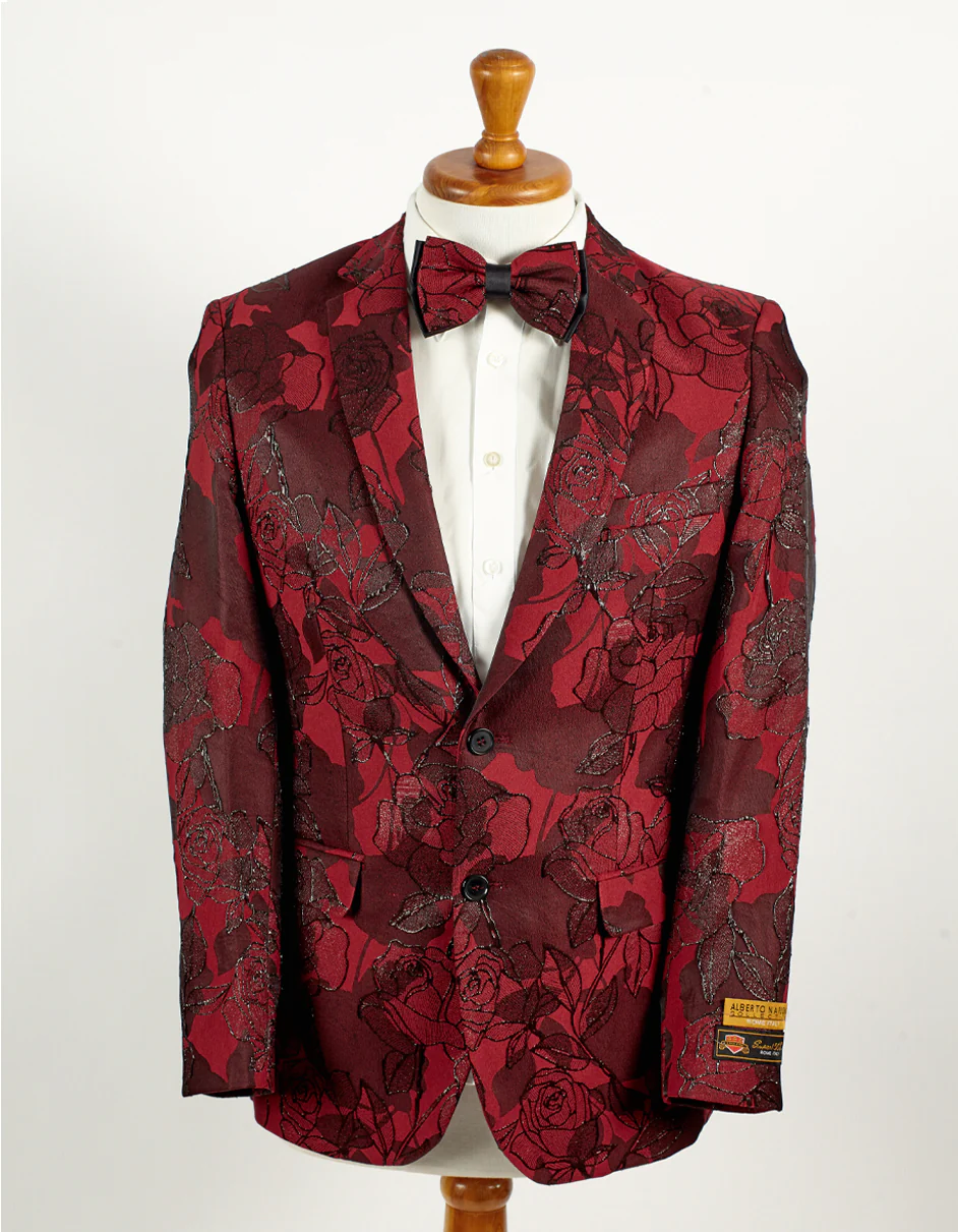 Best Mens 2 Button Burgundy Floral Paisley Prom & Wedding Blazer  - For Men  Fashion Perfect For Wedding or Prom or Business  or Church